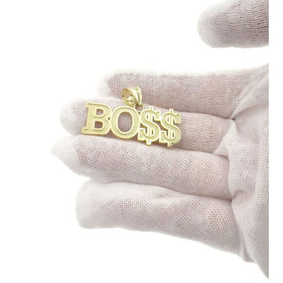 Real 10k Yellow Gold BOSS Pendant Dollar Sign - Picture 3 of 4